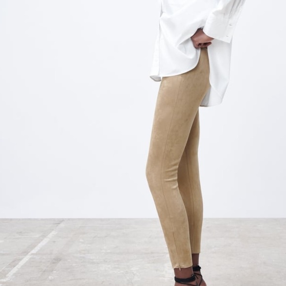 ZARA FAUX SUÈDE LEGGINGS NWT - Picture 3 of 10
